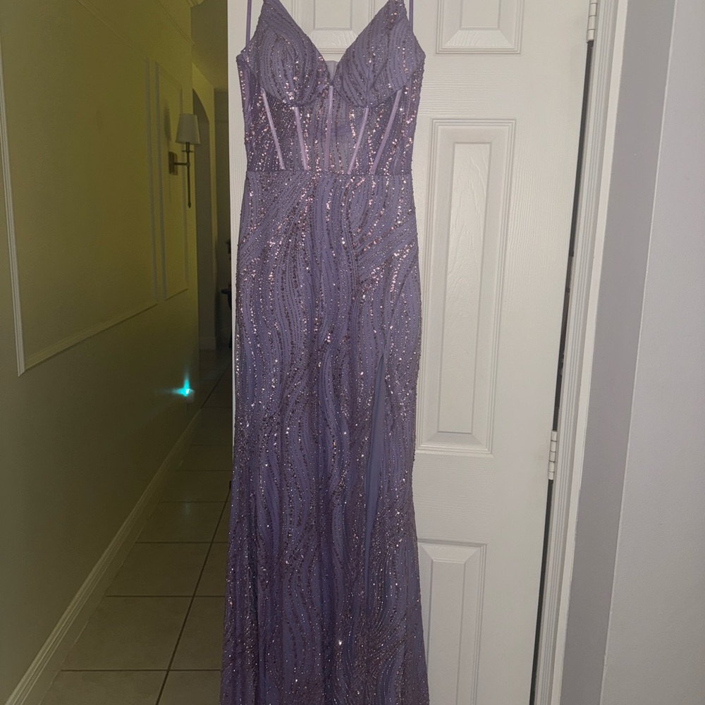 Elegant Purple Sequin Prom Dress